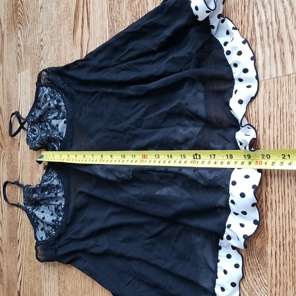 (M) Enchanté The Collection Polka Dot Ruffle Sheer Mesh Lace Intimates Evening - Picture 3 of 7